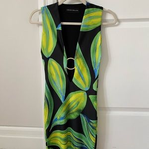 Louisa Ballou Blue and Green Sleeveless Ring Dress